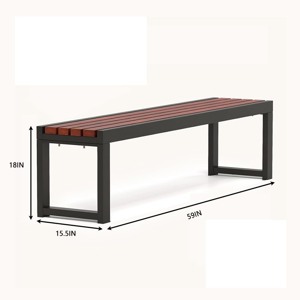 Wood Iron Weatherproof Patio Bench