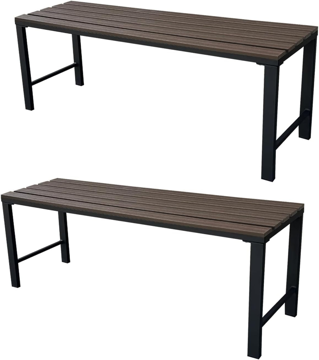 Slatted All Weather Bench Duo