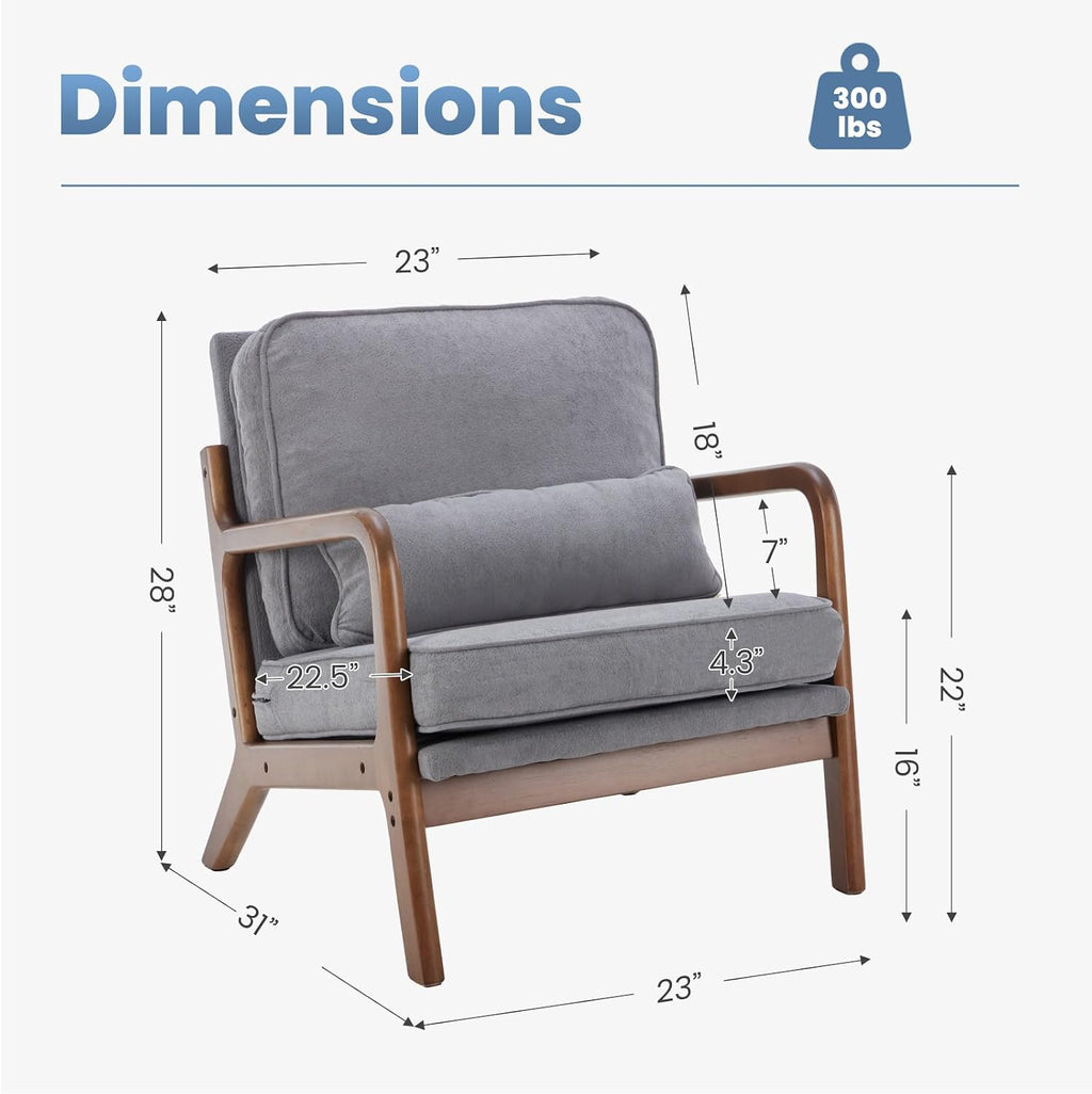 Cushioned Wood Frame Armchair