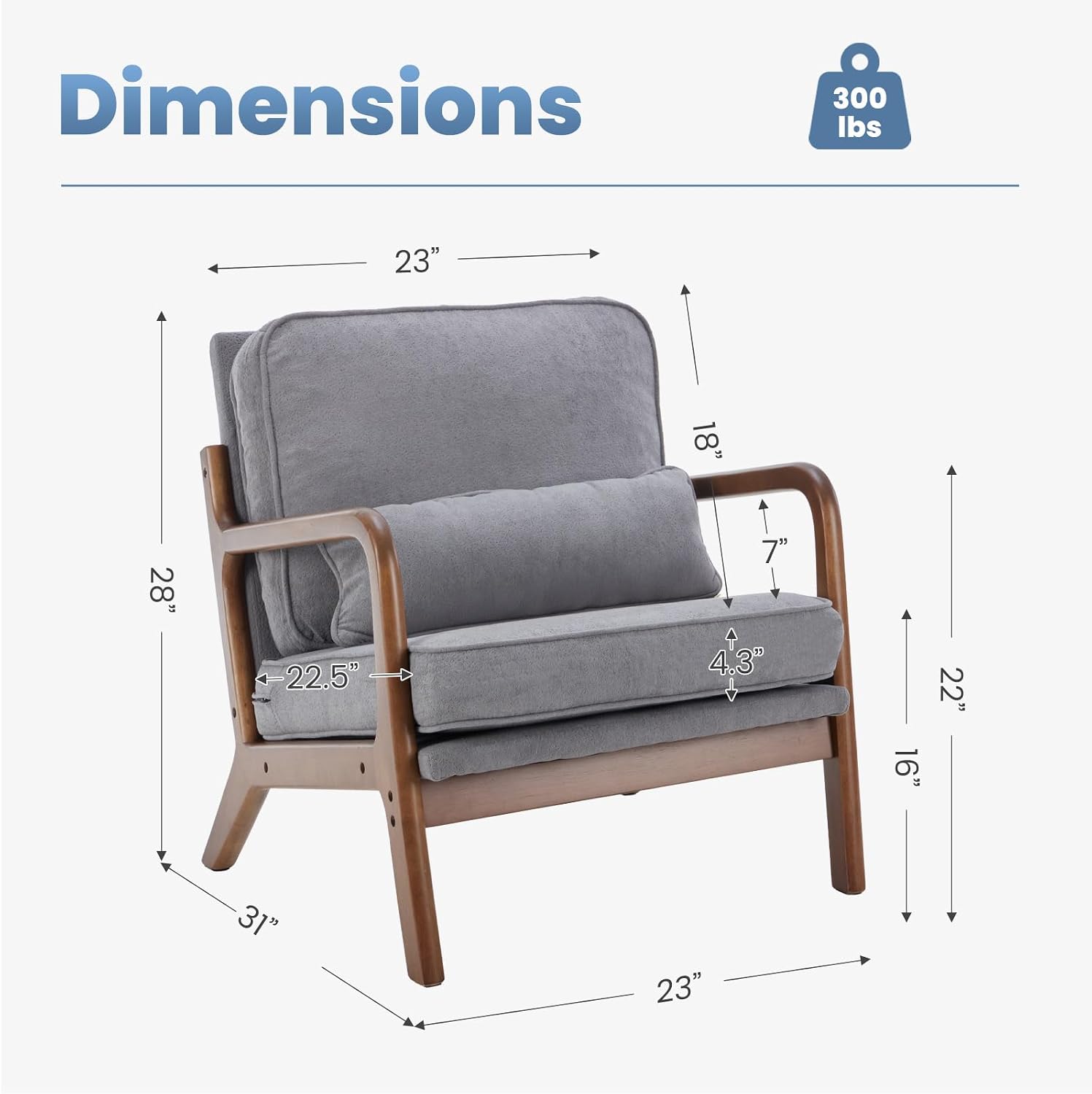 Cushioned Wood Frame Armchair