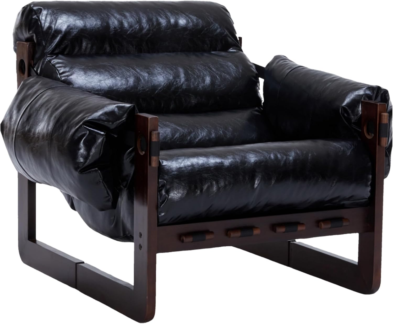 Leather Wood Frame Padded Chair