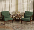 Chenille Wood Frame Chair Duo