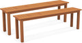 Teak Finished Outdoor Wooden Bench Pair