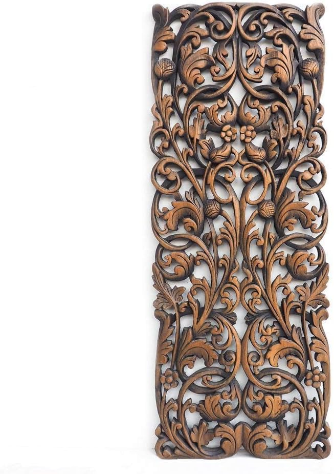 Carved Teak Wooden Traditional Wall Panel