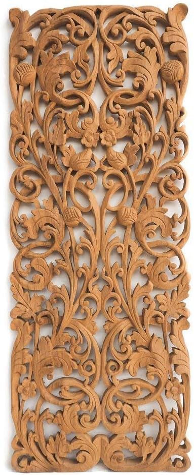 Carved Teak Wooden Traditional Wall Panel