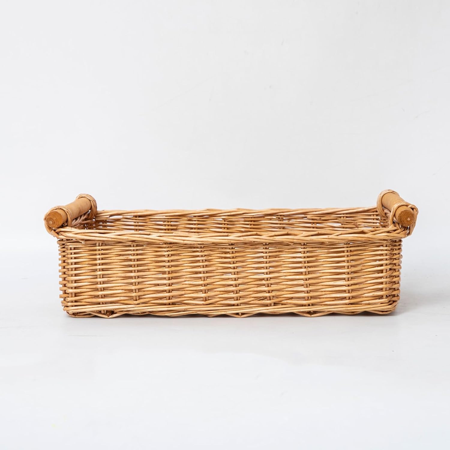 Shallow Wicker Storage Organizer Basket