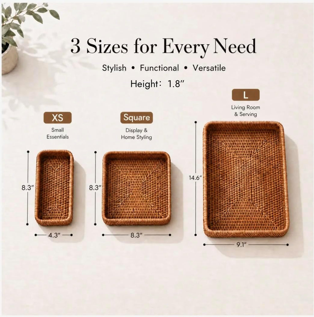 Rectangular Wicker Serving Trays Trio