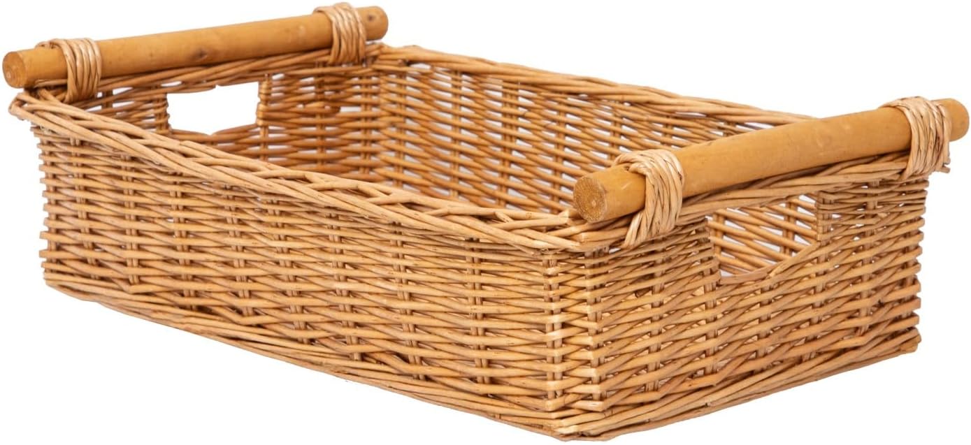 Shallow Wicker Storage Organizer Basket
