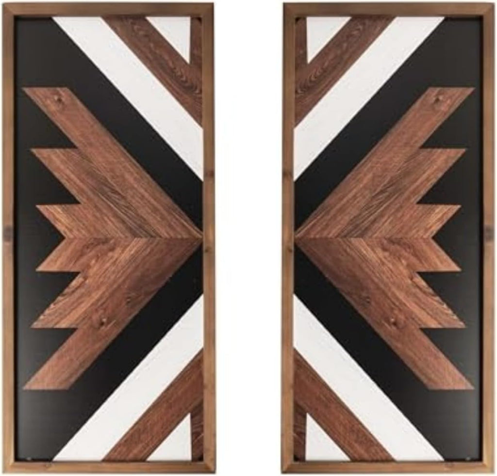 Framed Aztec Boho Wall Art Pair