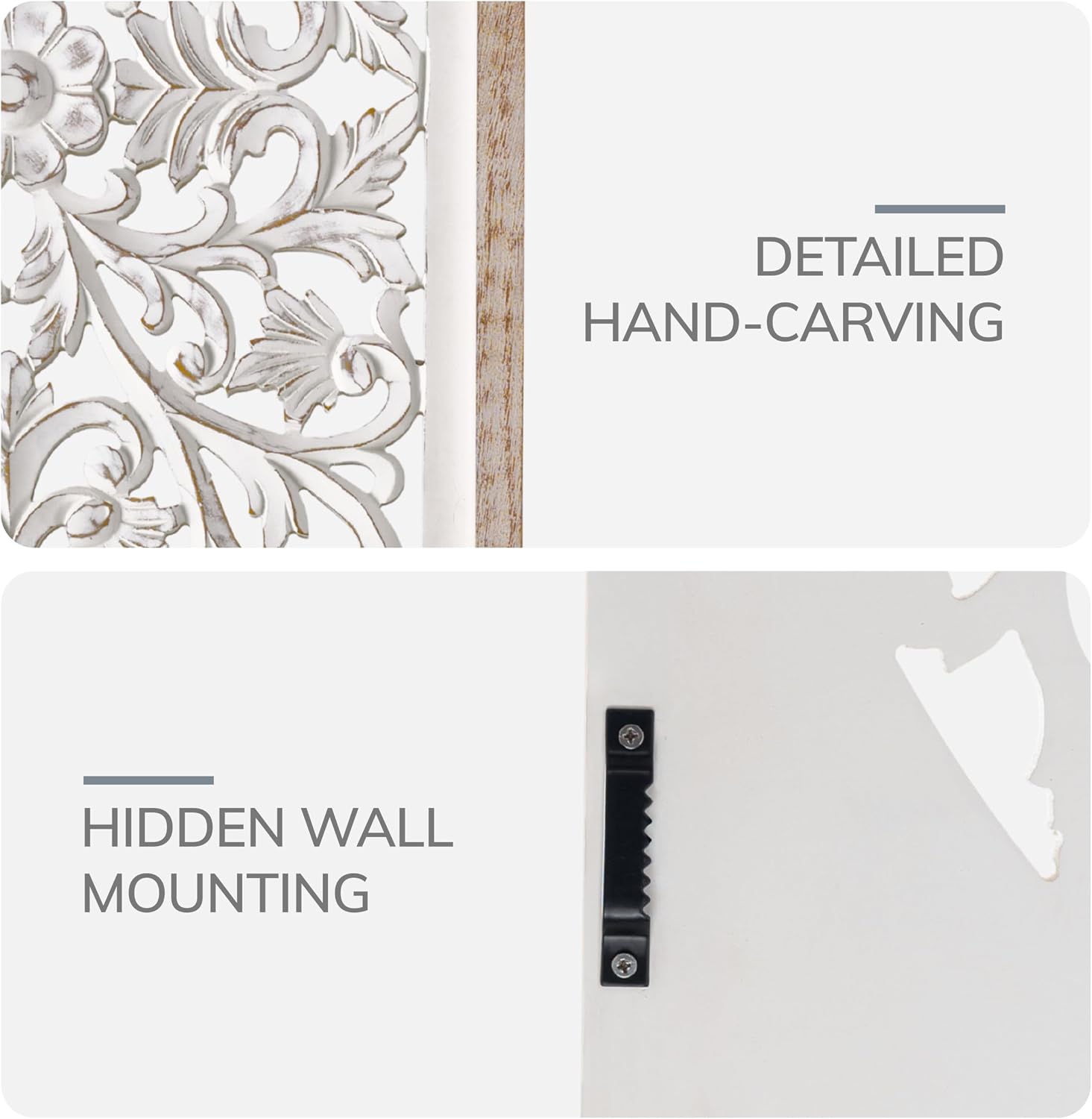 Carved Floral Wooden Wall Art Panels
