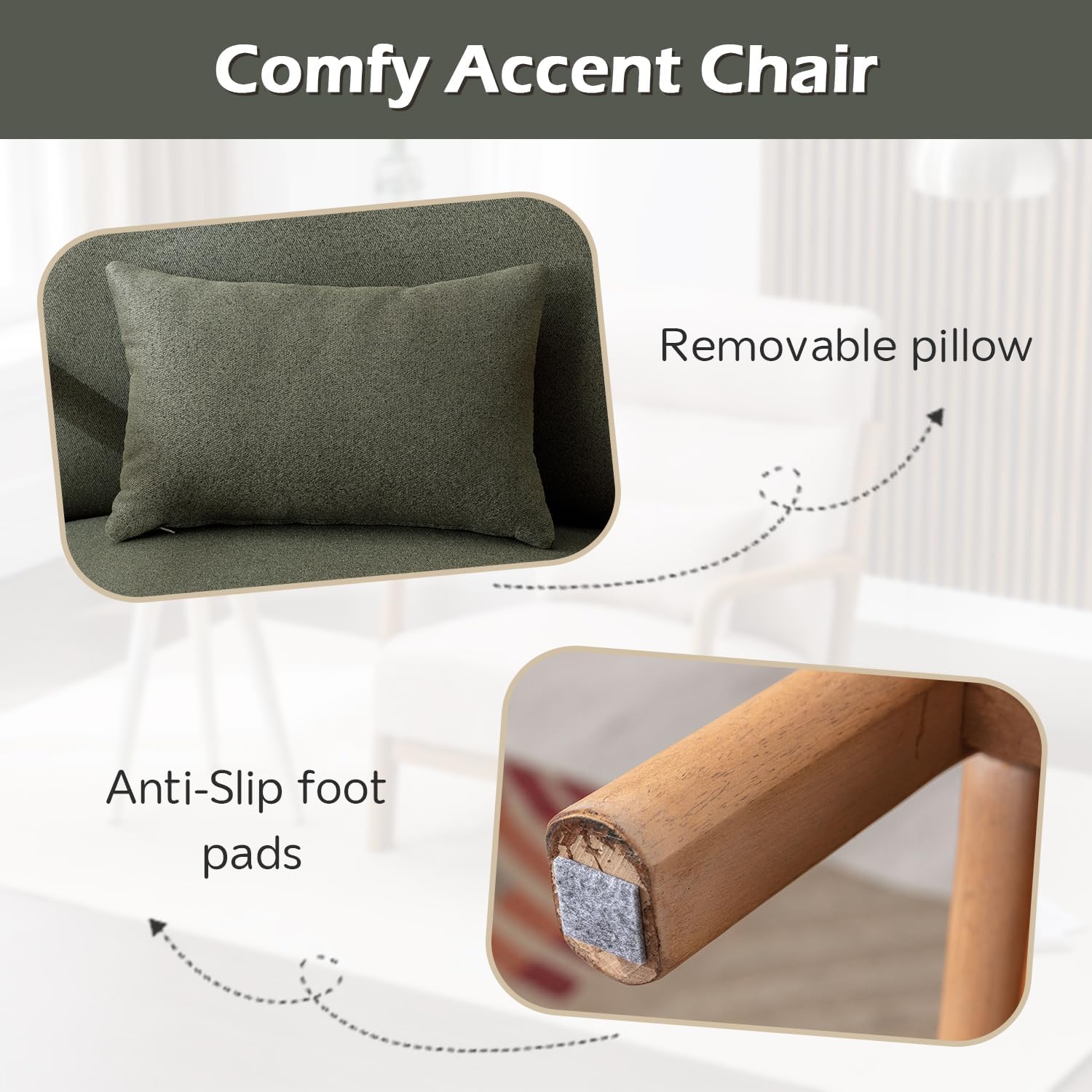 High Back Wood Frame Armchair