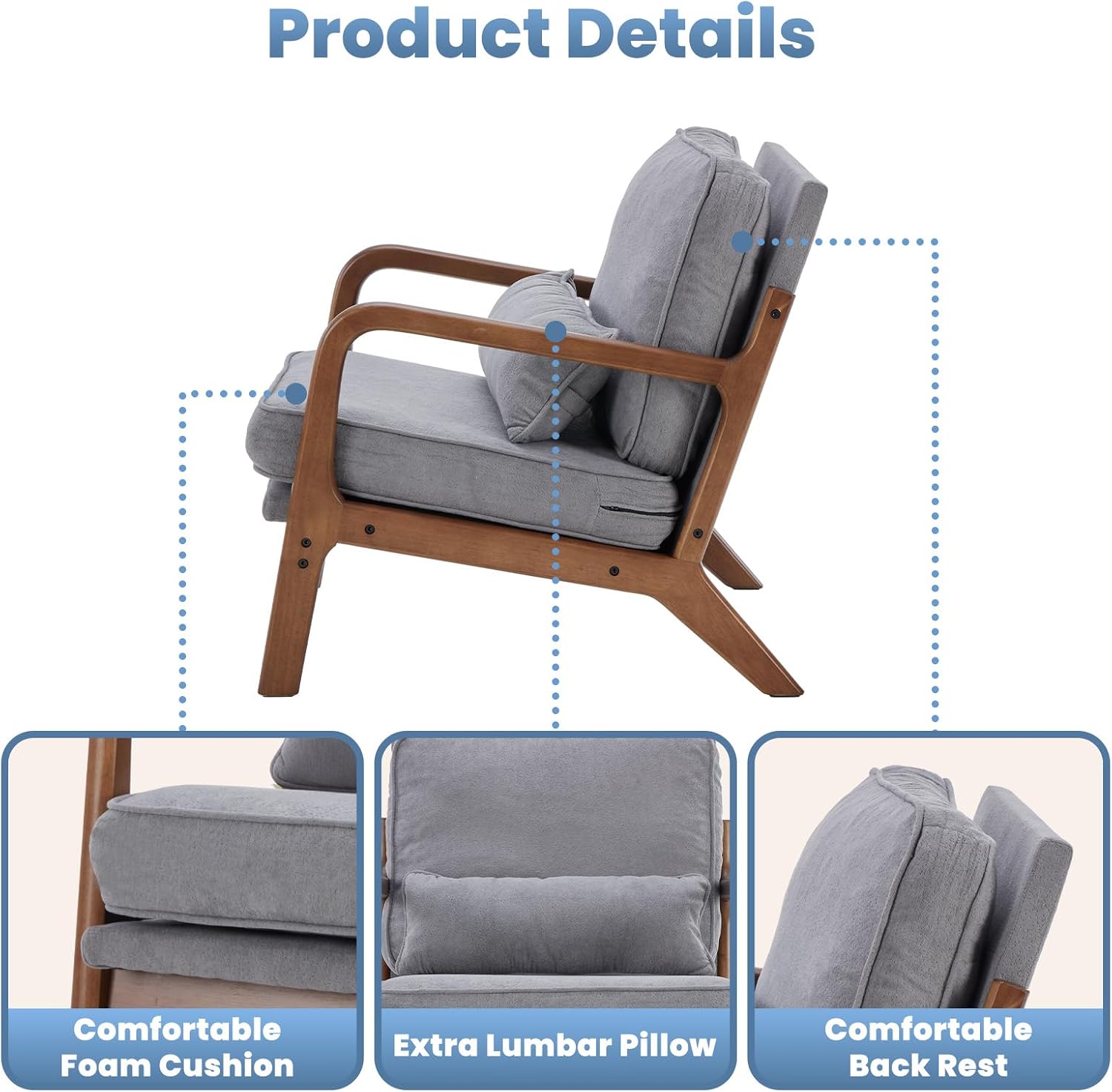 Cushioned Wood Frame Armchair