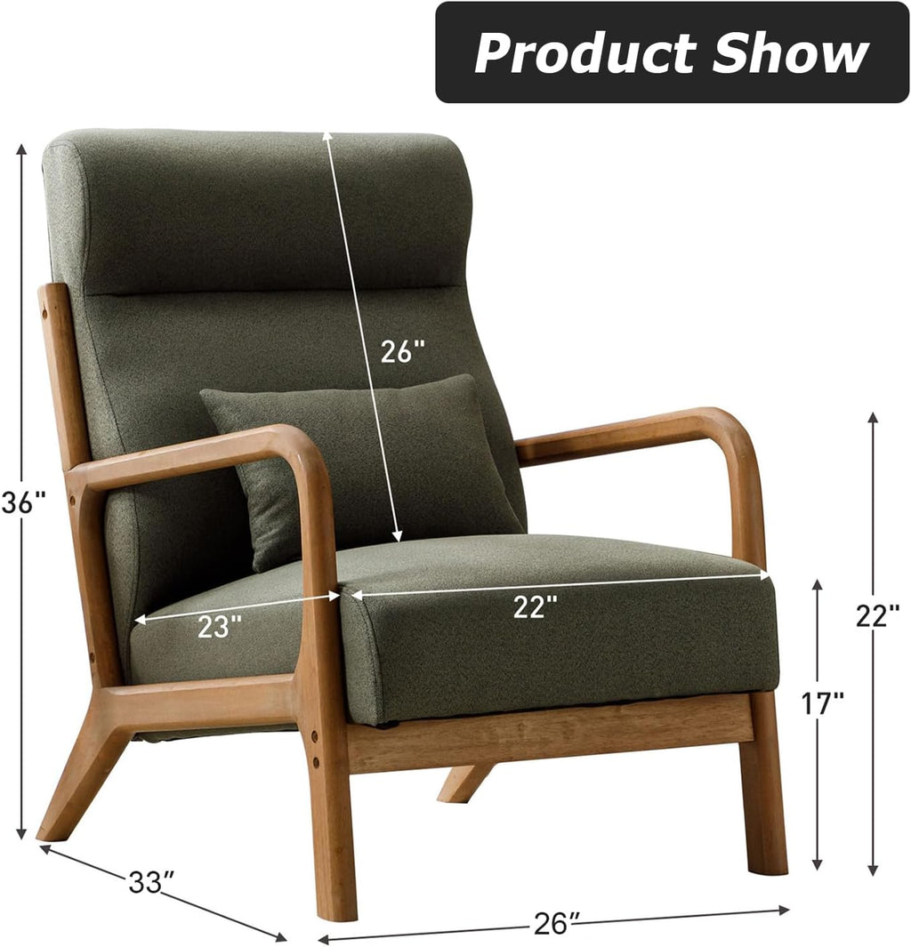 High Back Wood Frame Armchair