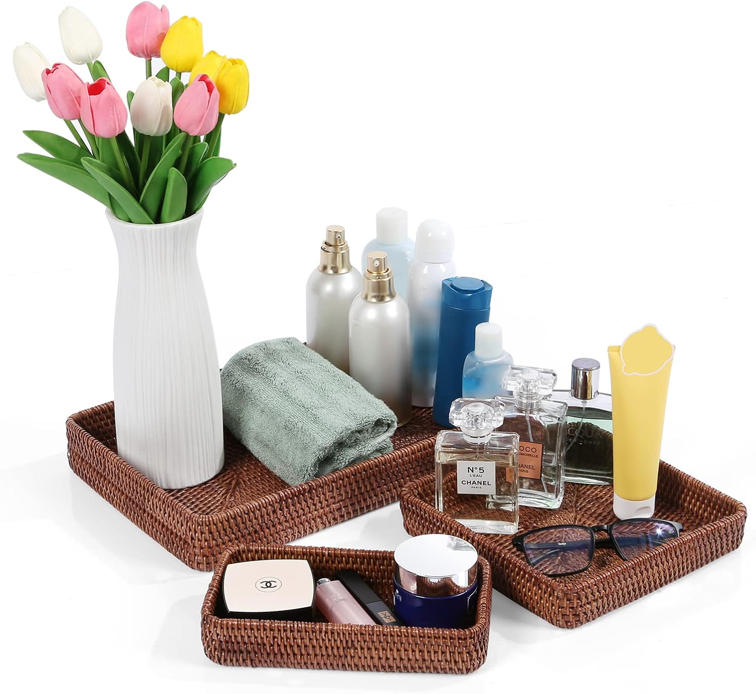 Rectangular Wicker Serving Trays Trio