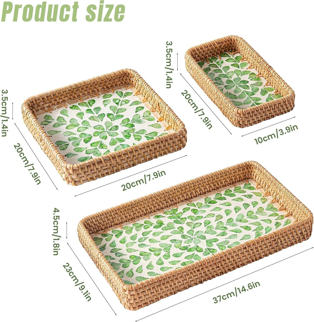 Inlaid Rattan Decor Serving Trays