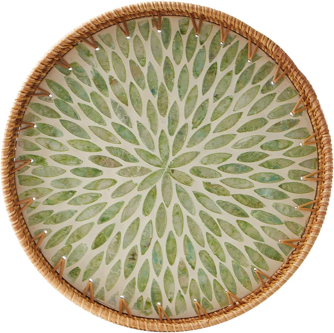 Inlaid Rattan Round Decor Serving Tray