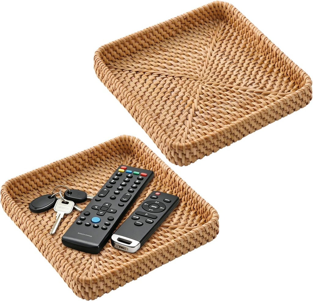 quare Rattan Decor Storage Tray Duo