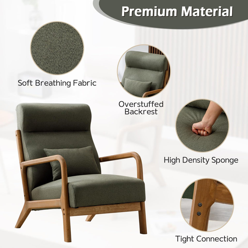 High Back Wood Frame Armchair