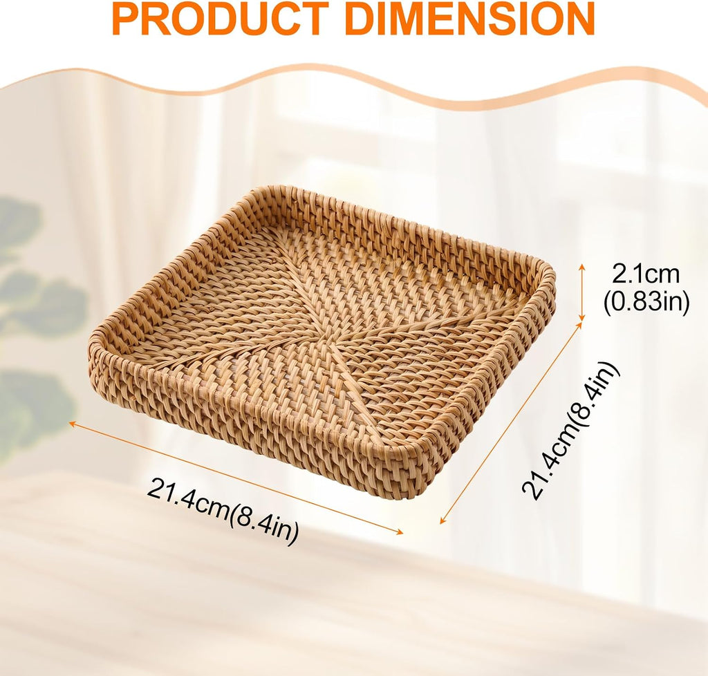 quare Rattan Decor Storage Tray Duo
