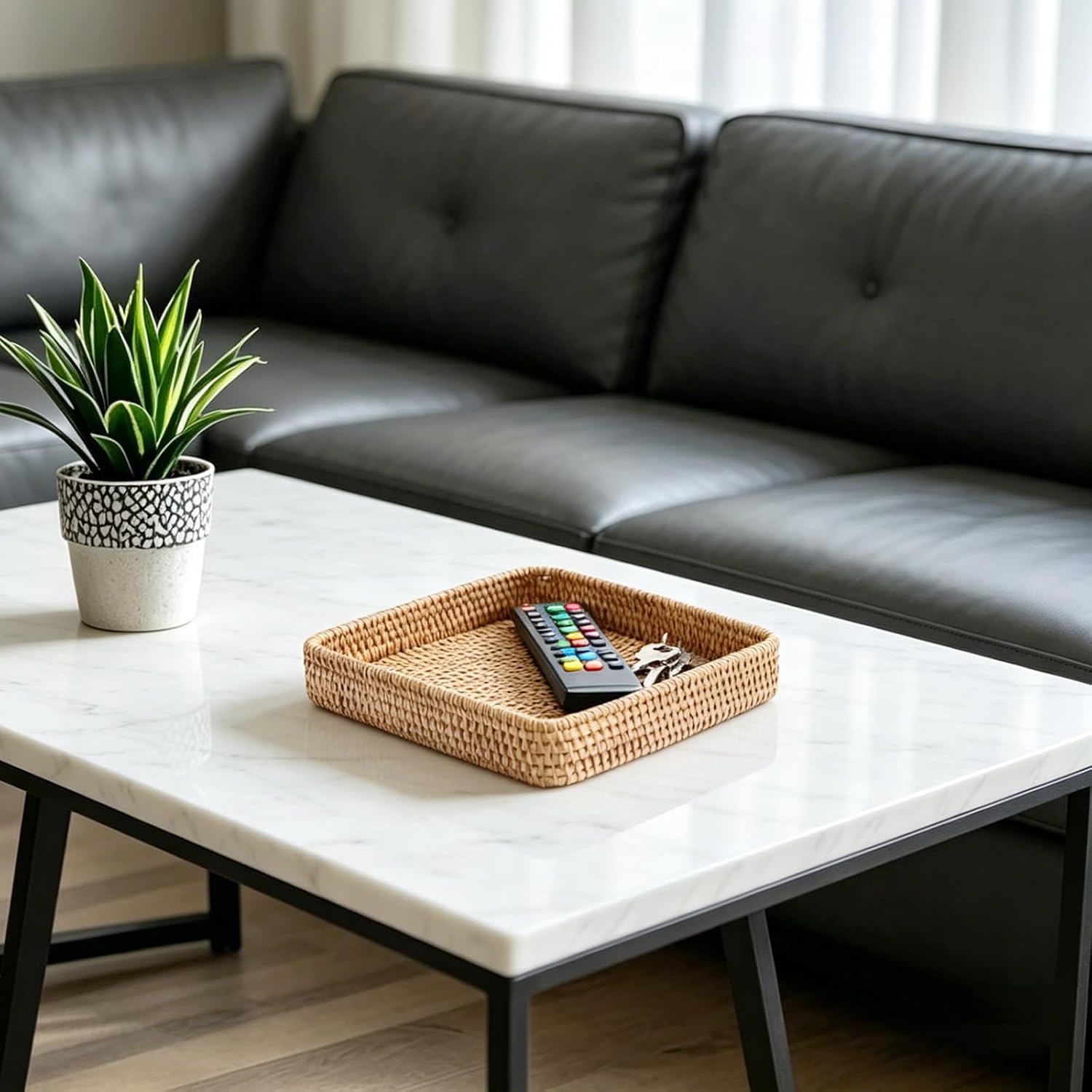 quare Rattan Decor Storage Tray Duo