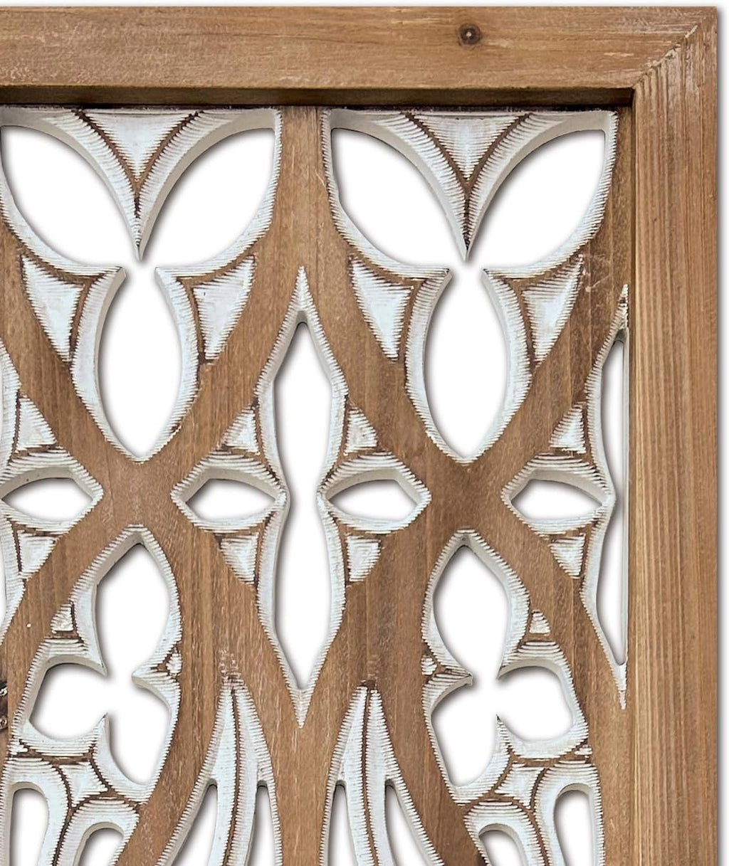 Geometric Carved Wooden Wall Panels Trio