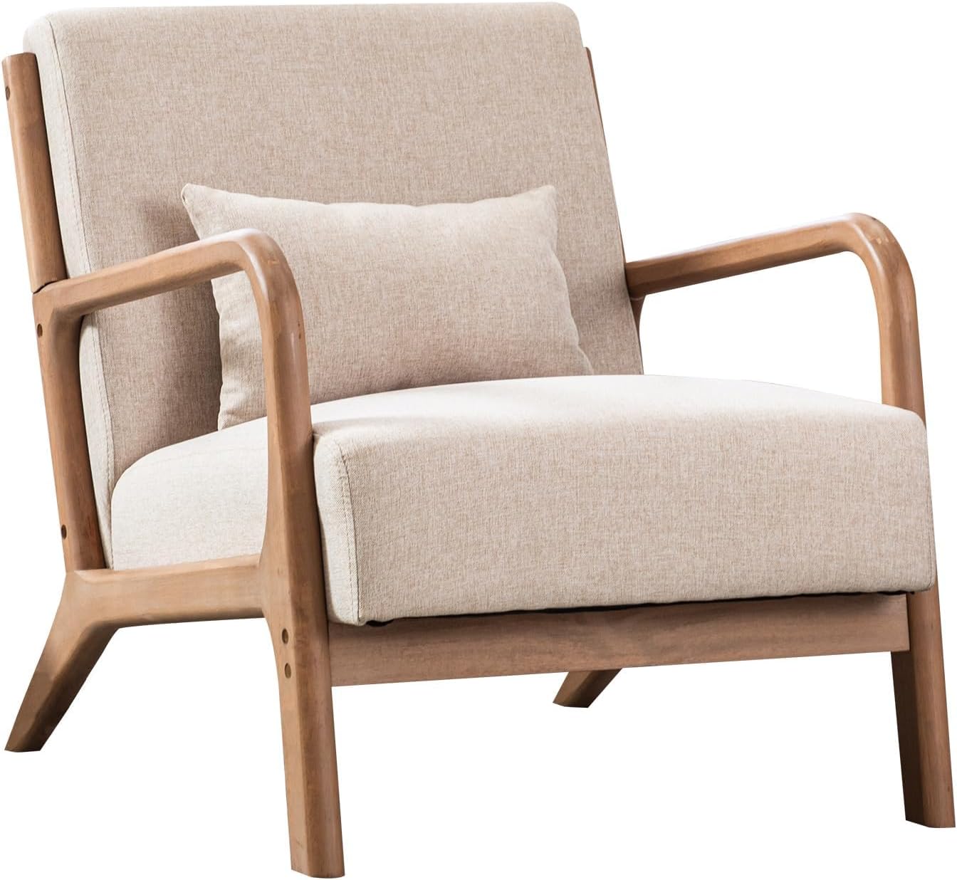 Wood Frame Fabric Armchair Duo