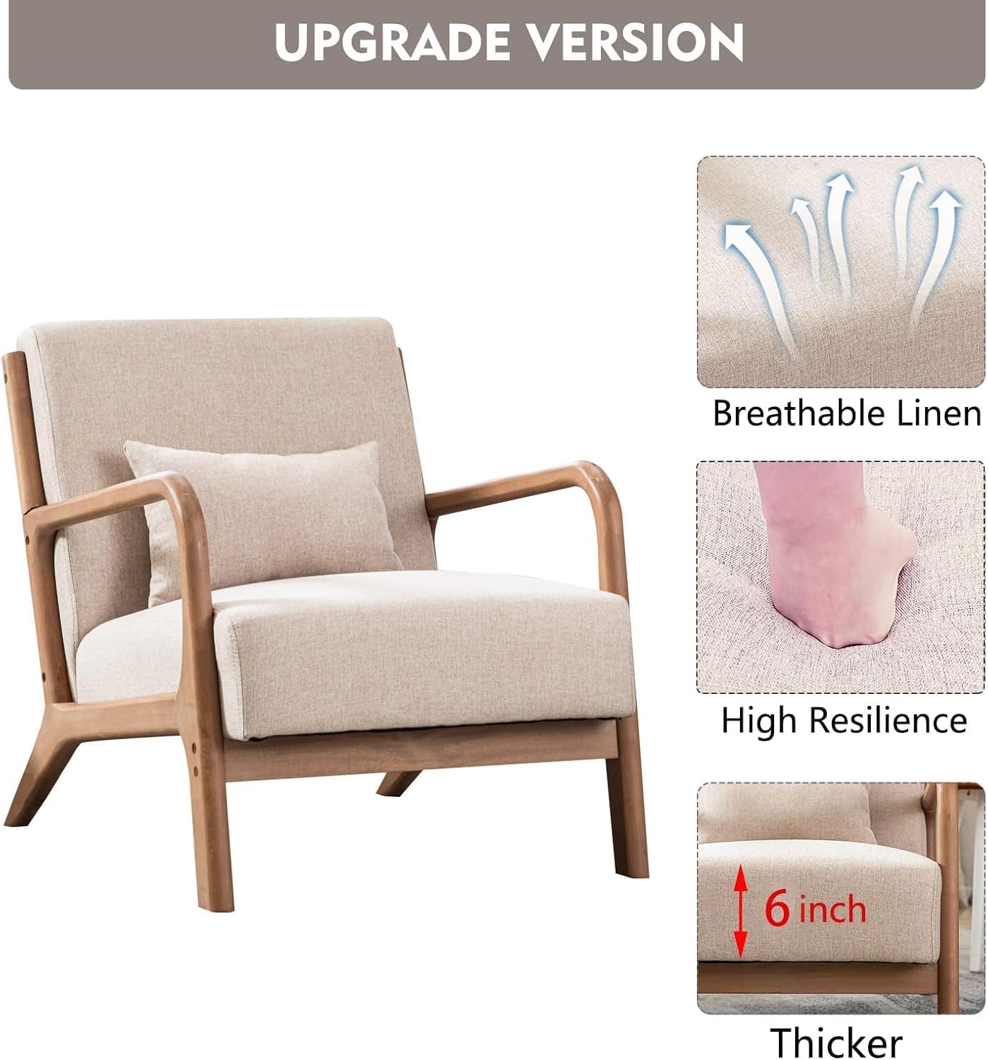 Wood Frame Fabric Armchair Duo