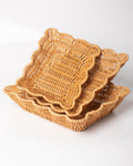 Scalloped Rattan Storage Trays Trio