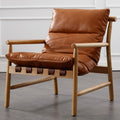 Wood Frame Faux Leather Armchair