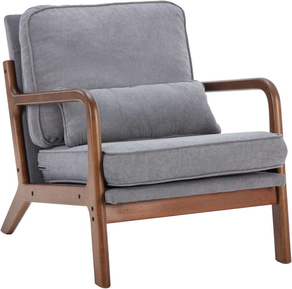 Cushioned Wood Frame Armchair