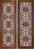 Carved Medallion Wooden Wall Panels Duo