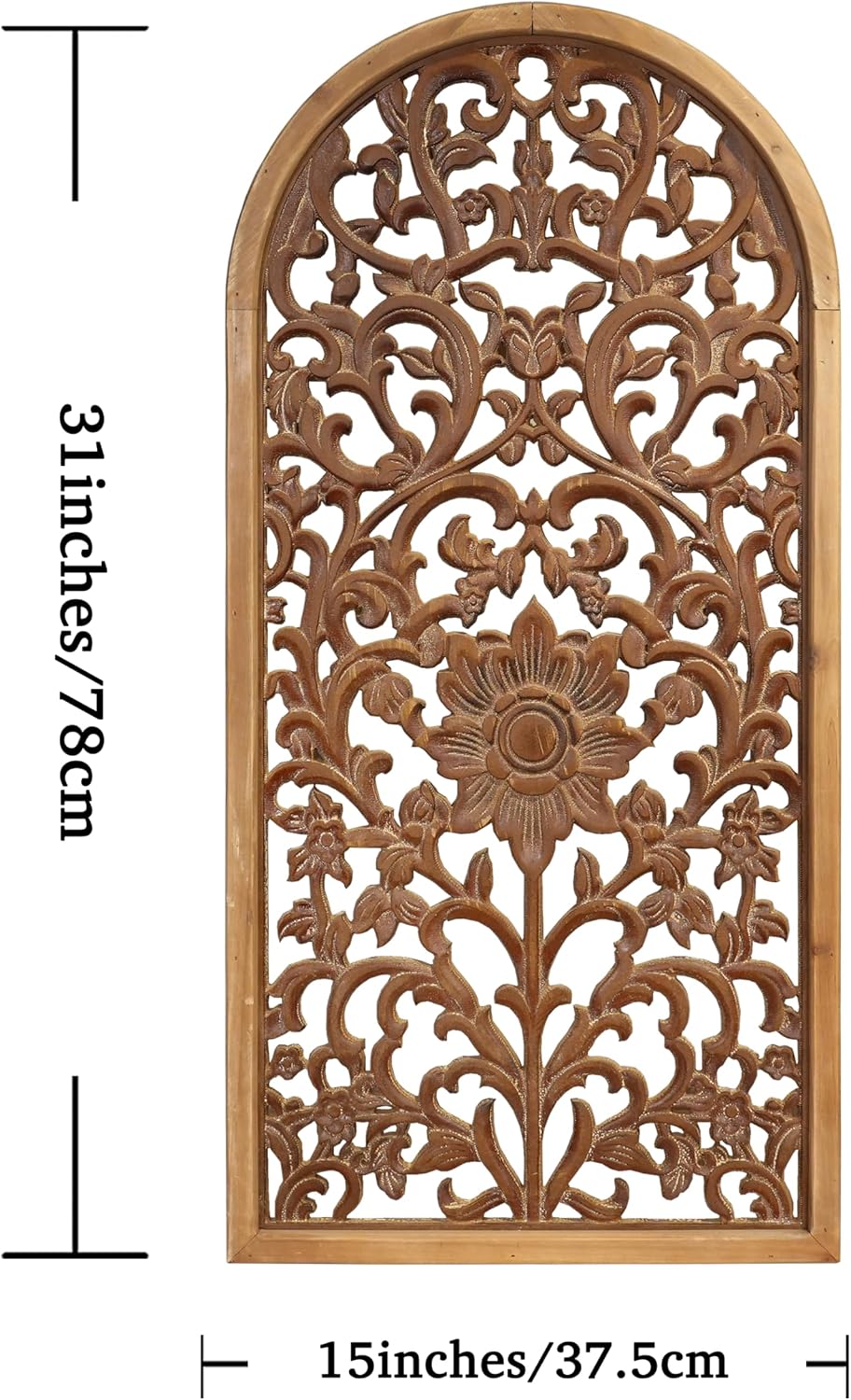 Arched Floral Carved Wooden Wall Panel