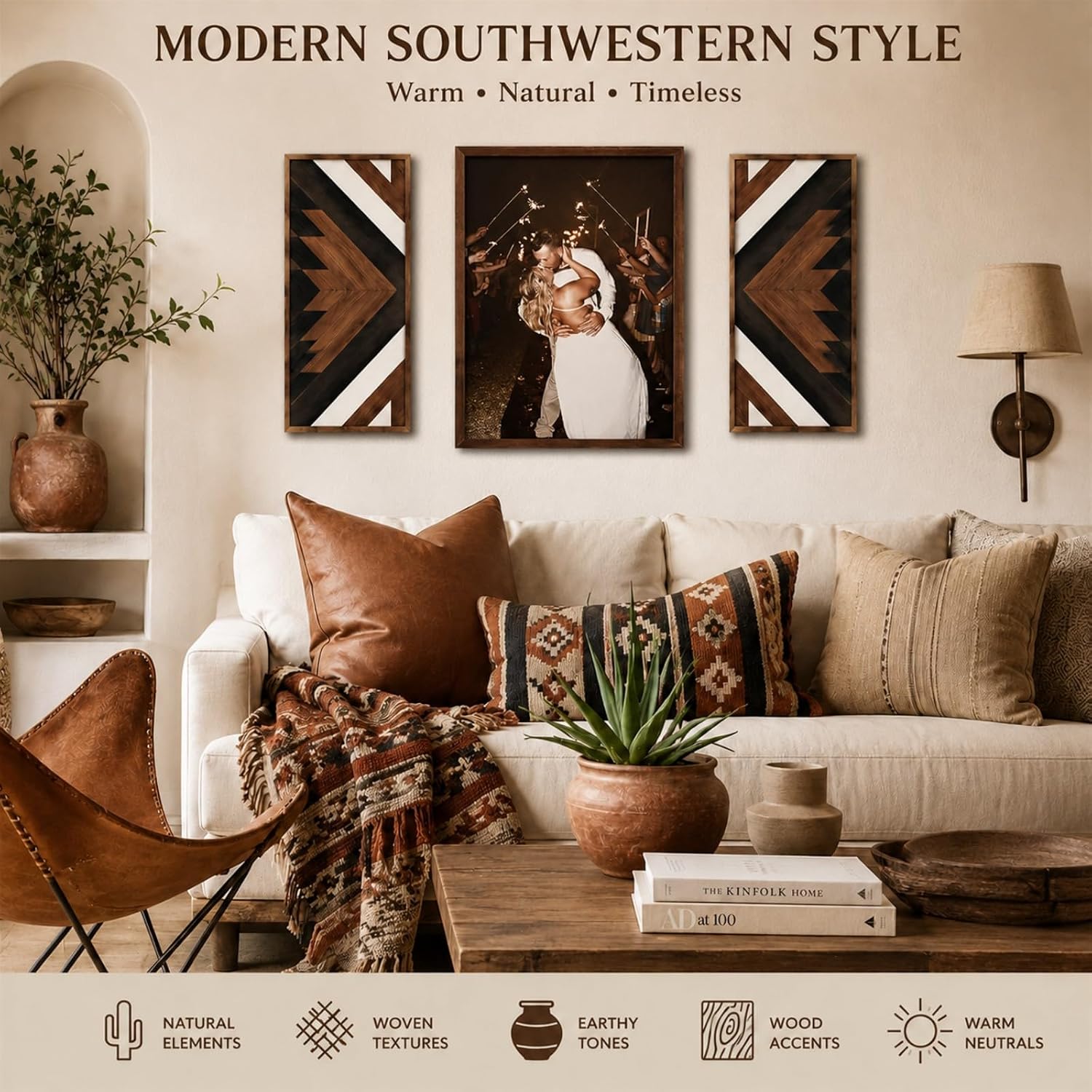 Framed Aztec Boho Wall Art Pair