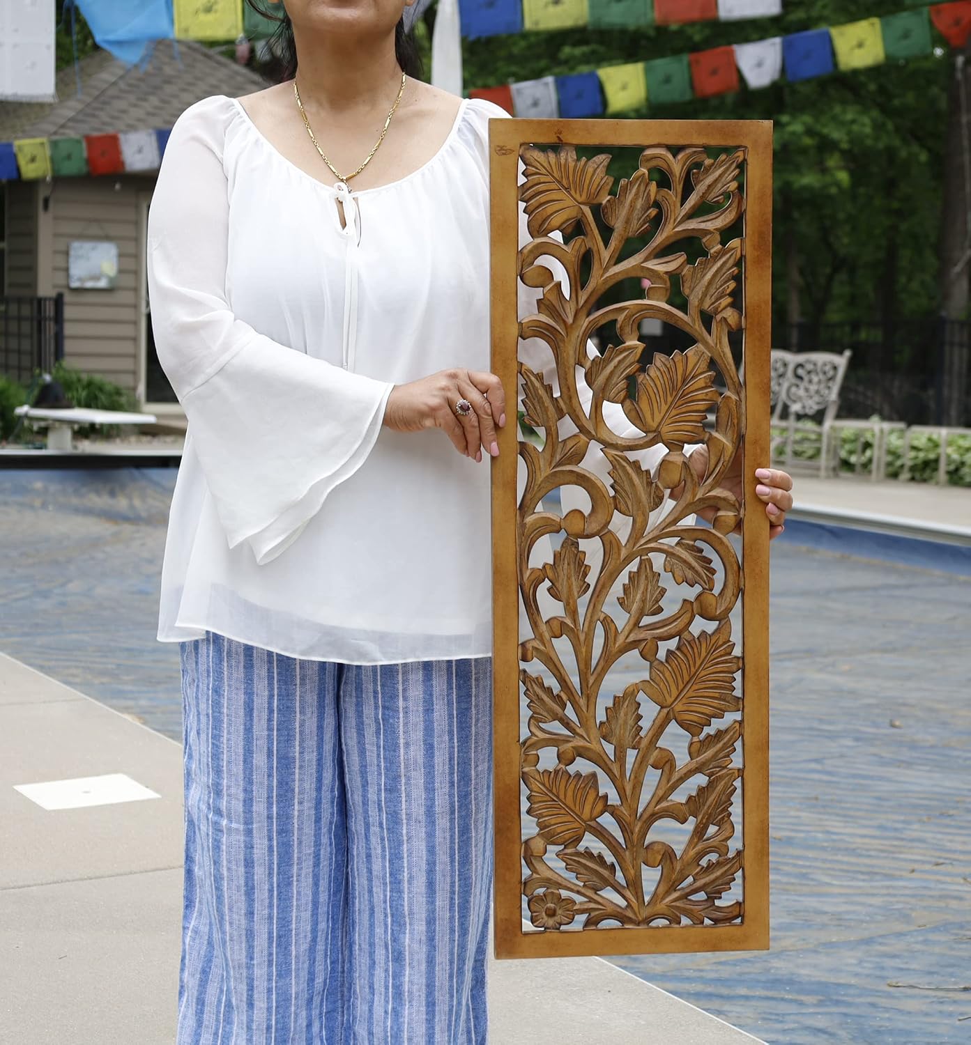 Handcrafted Wooden Wall Panels Pair