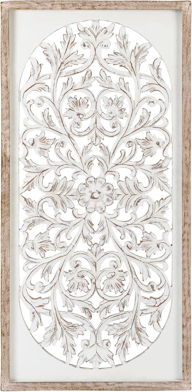 Carved Floral Wooden Wall Art Panels