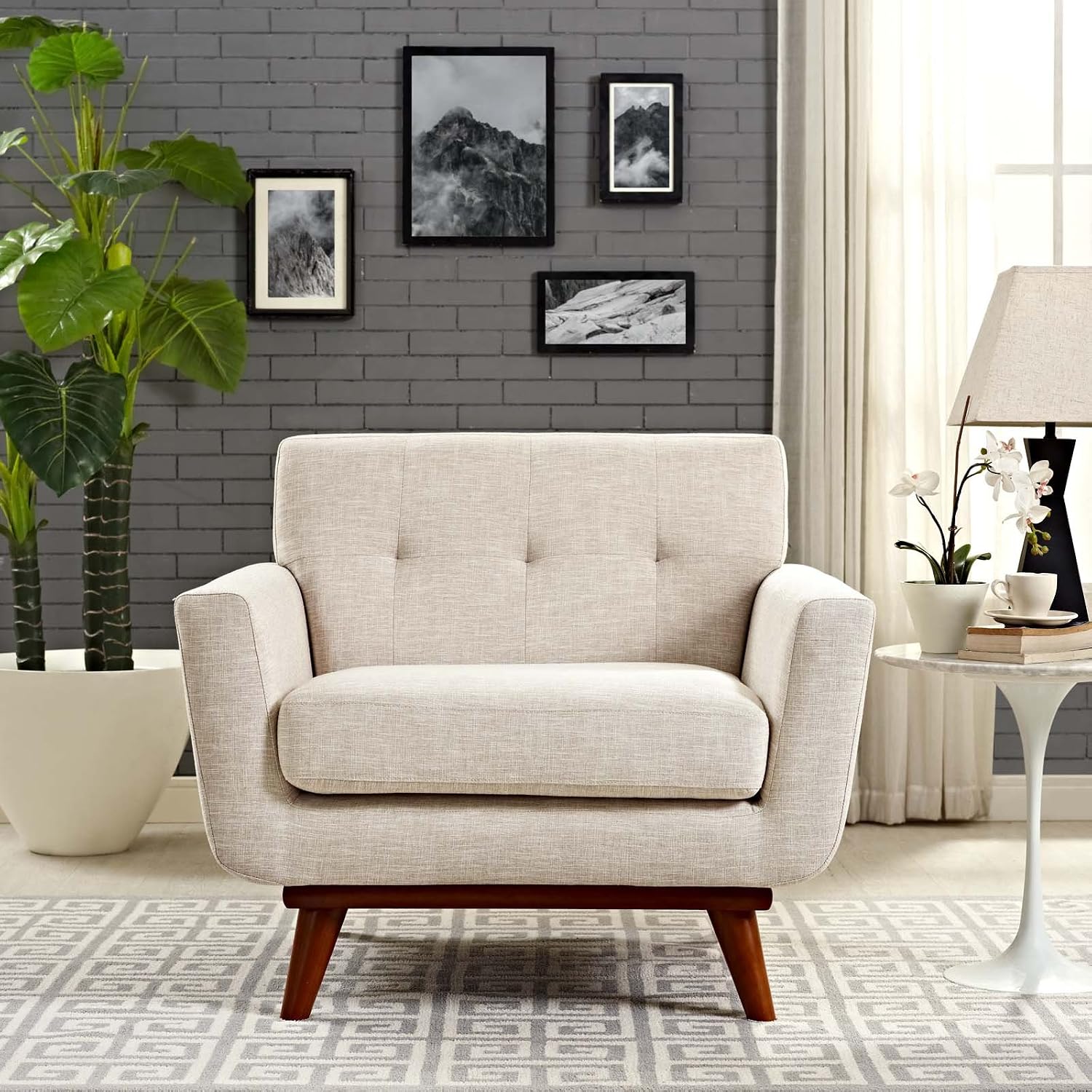Fabric Upholstered Midcentury Chair