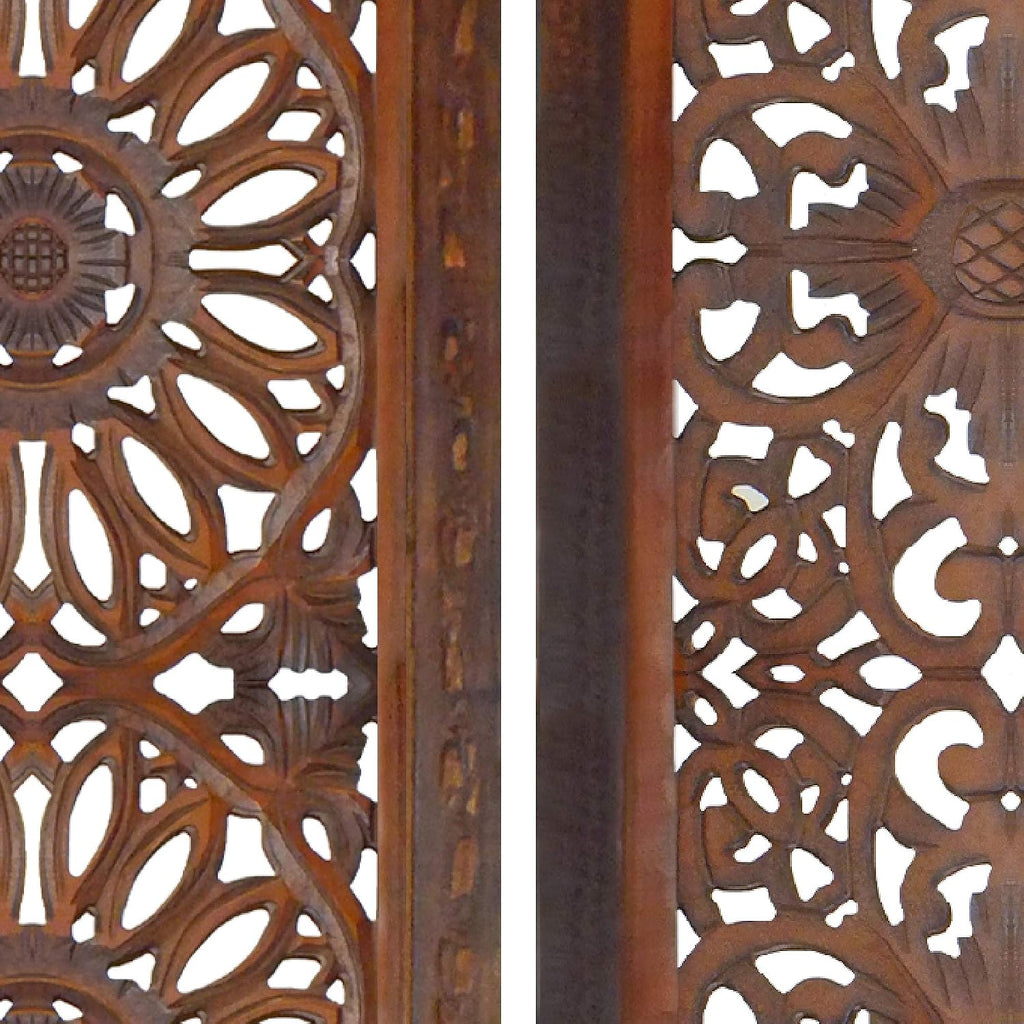Carved Medallion Wooden Wall Panels Duo