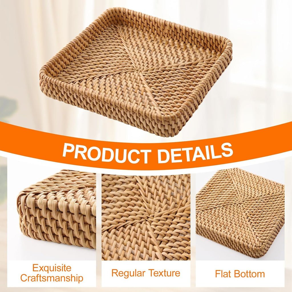 quare Rattan Decor Storage Tray Duo