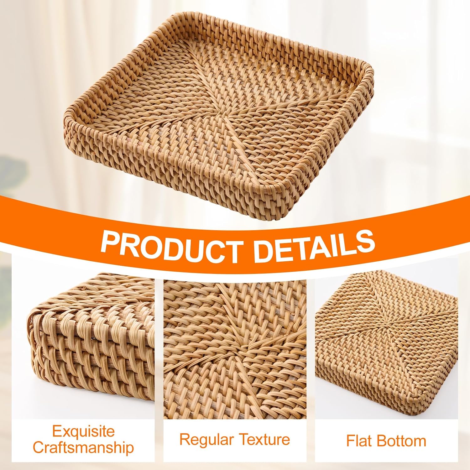 quare Rattan Decor Storage Tray Duo