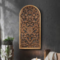 Arched Floral Carved Wooden Wall Panel