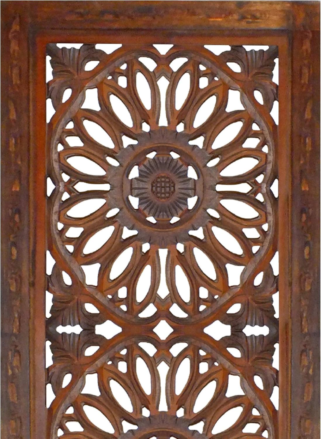 Carved Medallion Wooden Wall Panels Duo