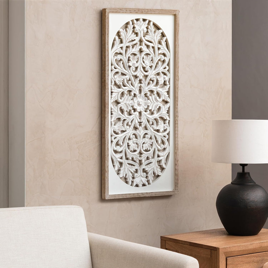 Carved Floral Wooden Wall Art Panels