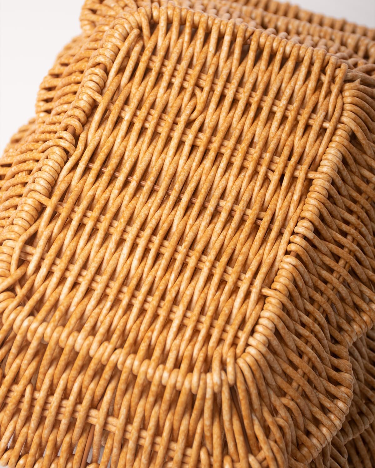 Scalloped Rattan Storage Trays Trio