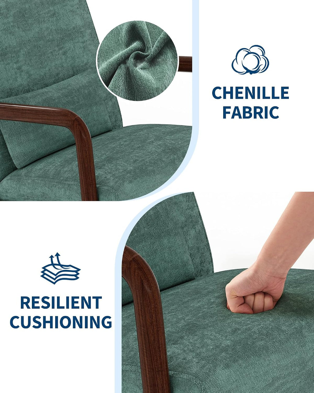 Chenille Wood Frame Chair Duo