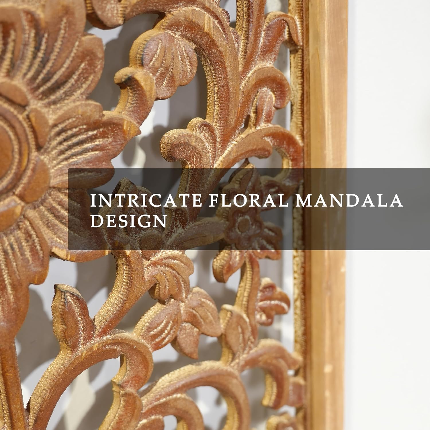 Arched Floral Carved Wooden Wall Panel
