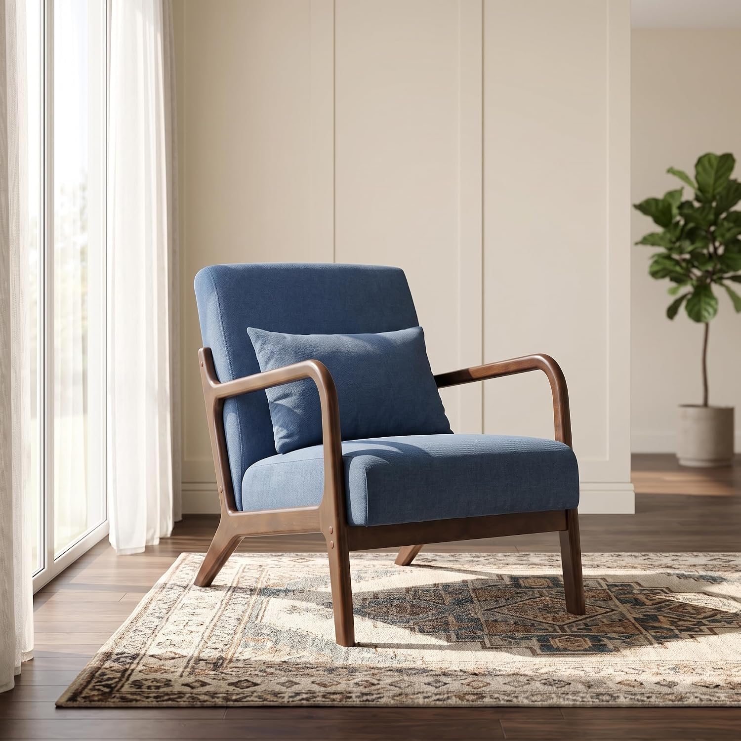 Wood Framed Upholstered Armchair