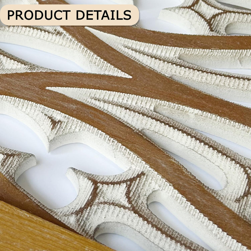 Geometric Carved Wooden Wall Panels Trio