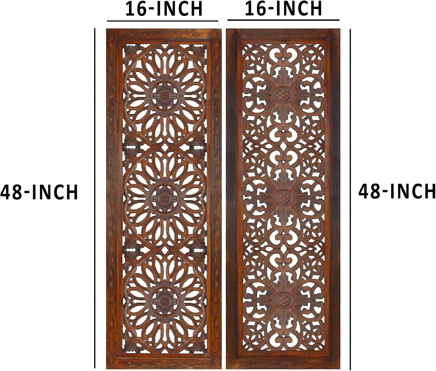 Carved Medallion Wooden Wall Panels Duo