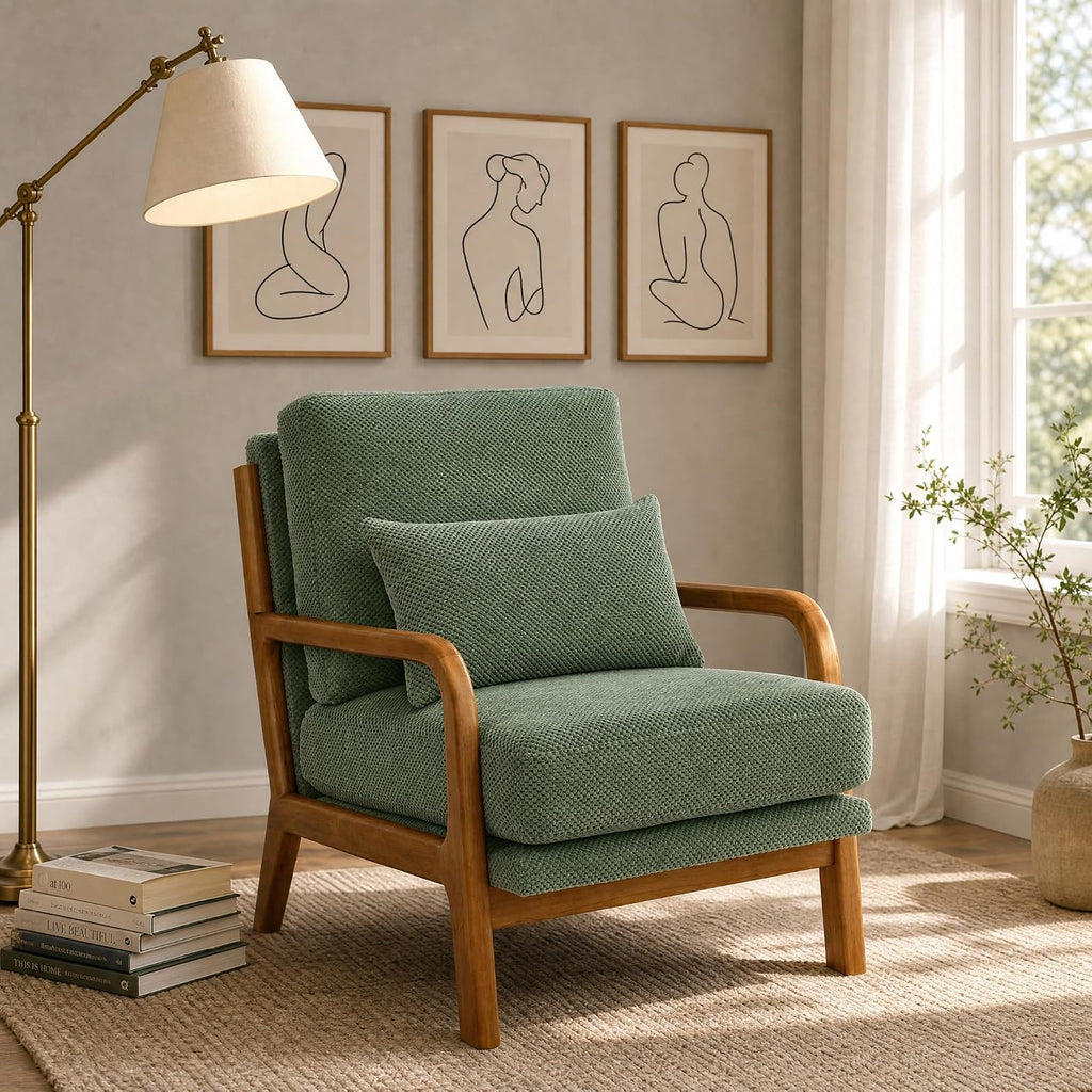 Foam Cushion Wood Armrest Chair