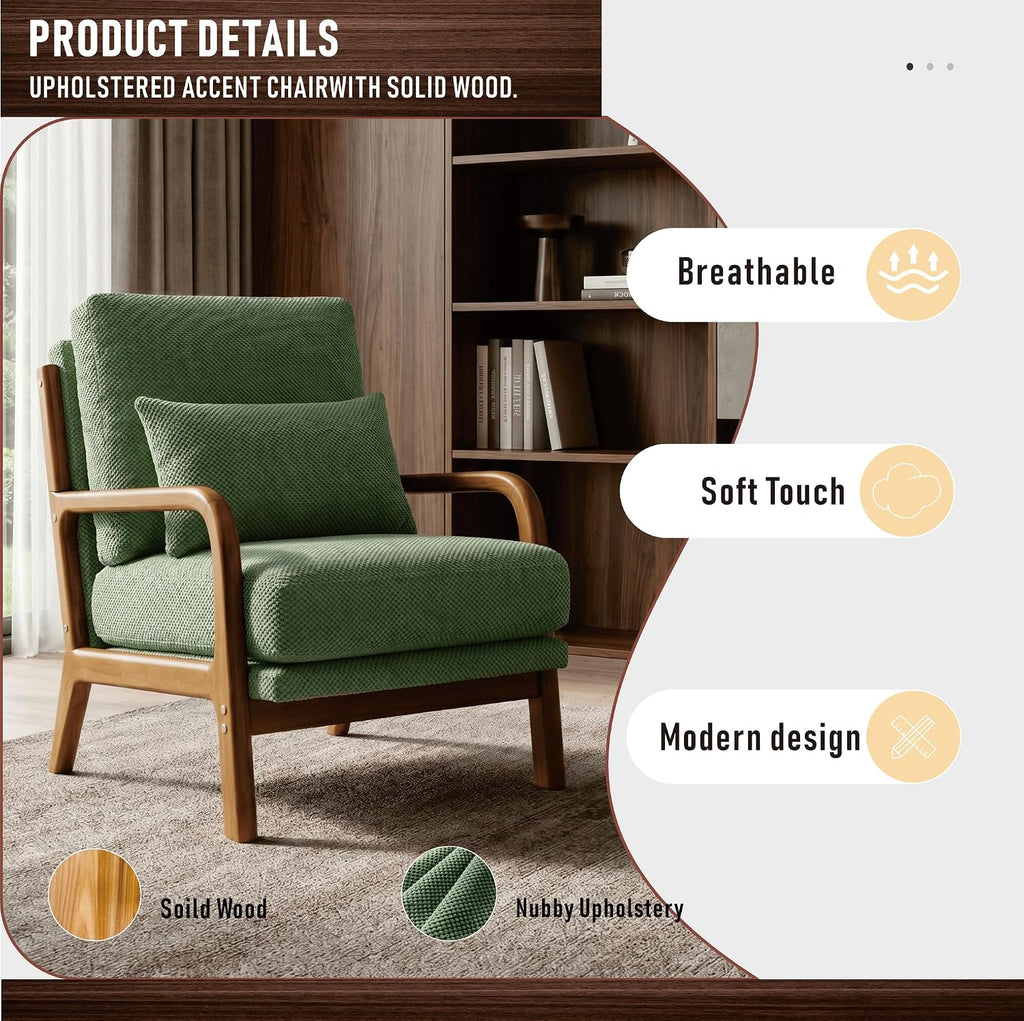 Foam Cushion Wood Armrest Chair